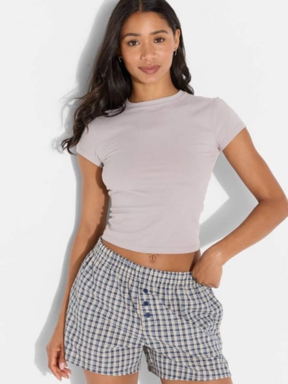 Target Women's Seersucker Plaid
Flannel Boxer Shorts - Navy blue